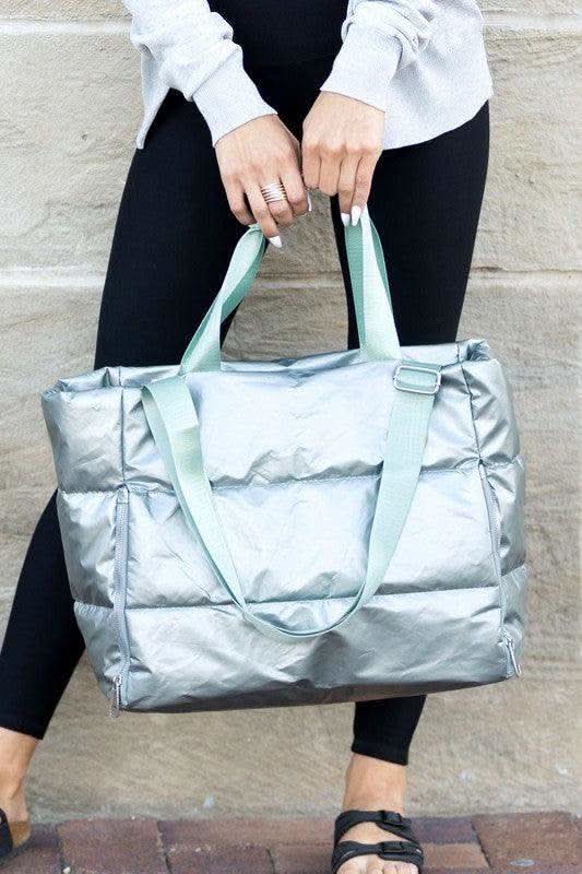 Metallic Puffer Tote - SwagglyLife Home & Fashion