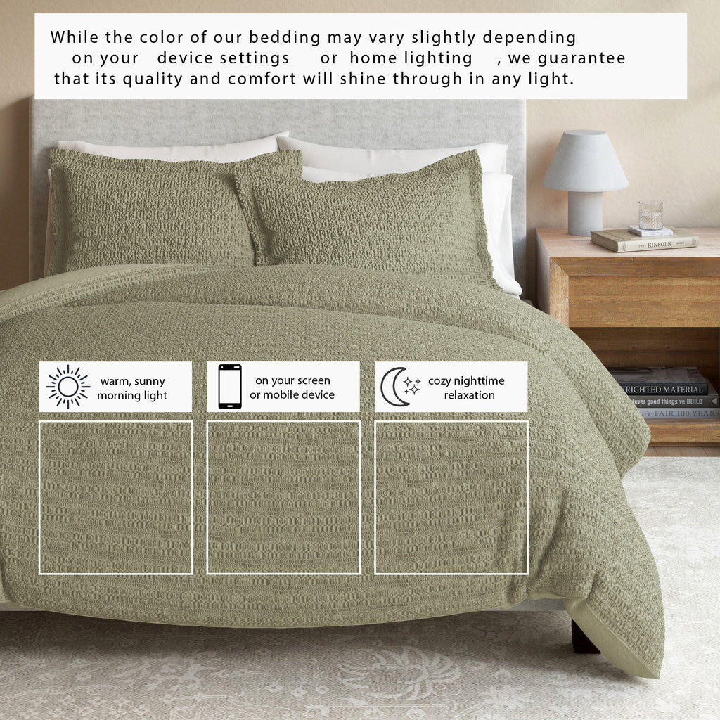 100% Cotton Honeycomb Waffle Duvet Set - Mattea Collection in - Duvet photo