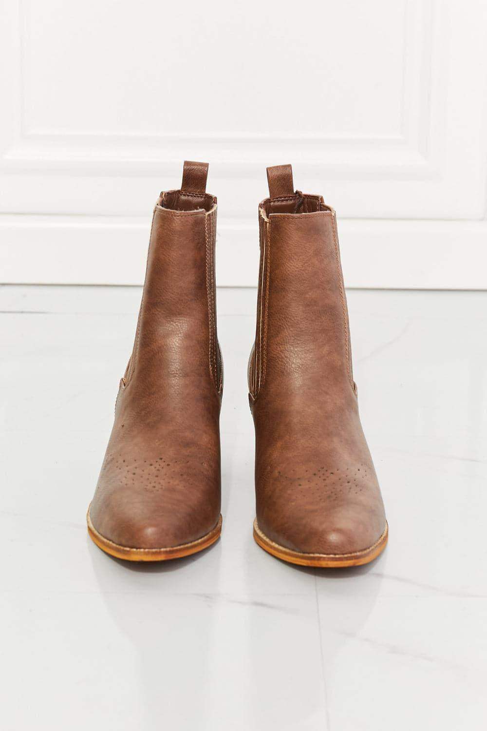 MMShoes Love the Journey Stacked Heel Chelsea Boot in Chestnut - SwagglyLife Home & Fashion