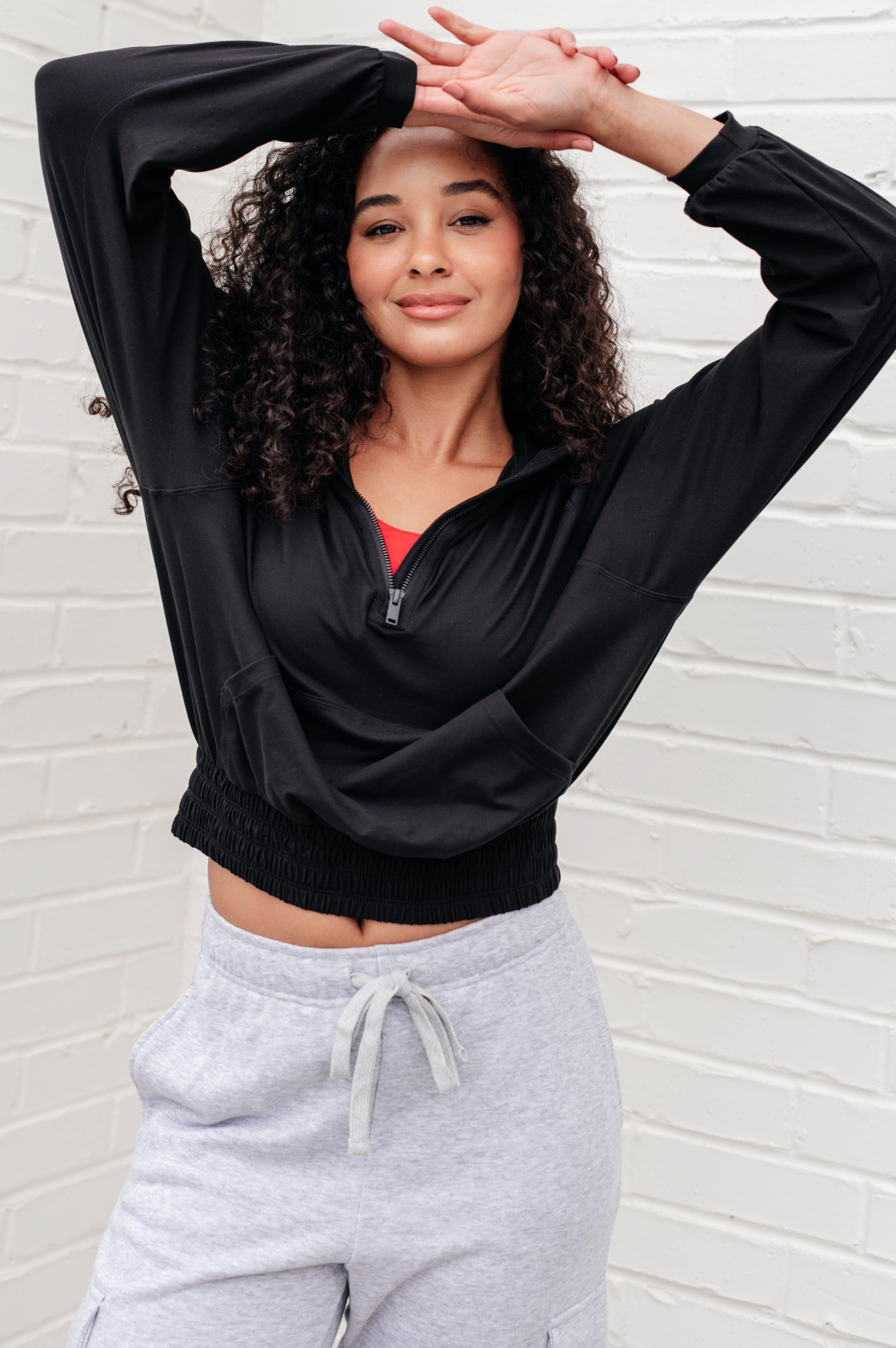 Morning Run Half Zip Hoodie in Black - SwagglyLife Home & Fashion