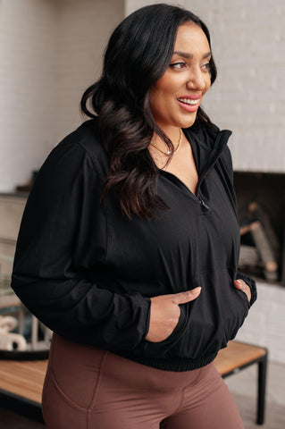 Morning Run Half Zip Hoodie in Black - SwagglyLife Home & Fashion