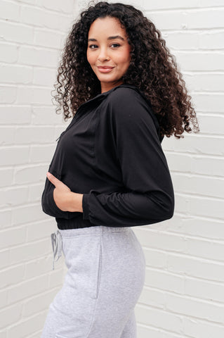 Morning Run Half Zip Hoodie in Black - SwagglyLife Home & Fashion