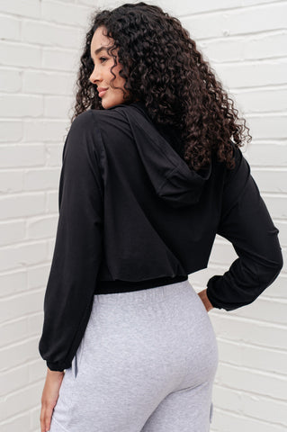 Morning Run Half Zip Hoodie in Black - SwagglyLife Home & Fashion