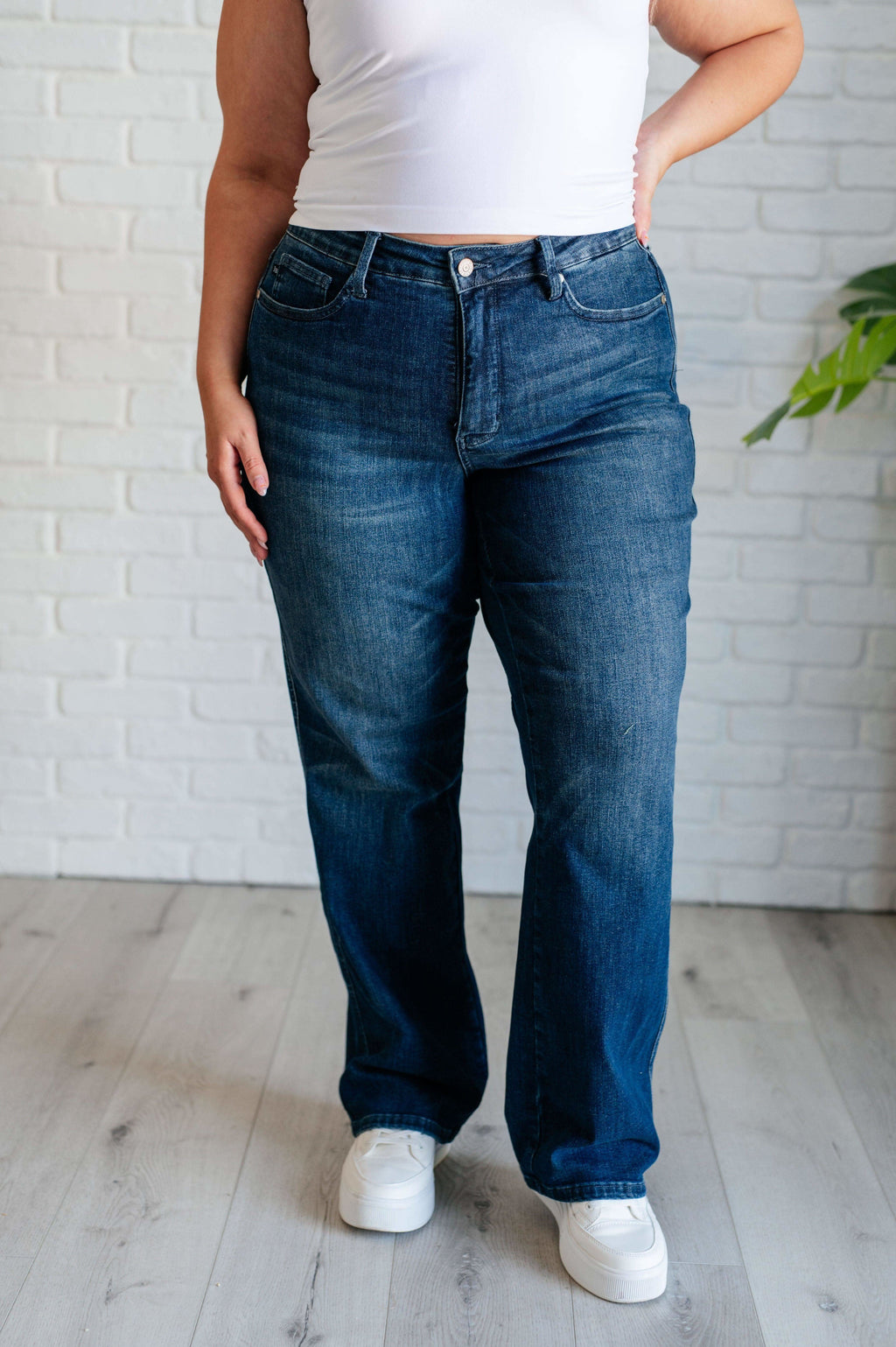 Muriel Mid Rise Control Top Classic Straight Jeans - SwagglyLife Home & Fashion