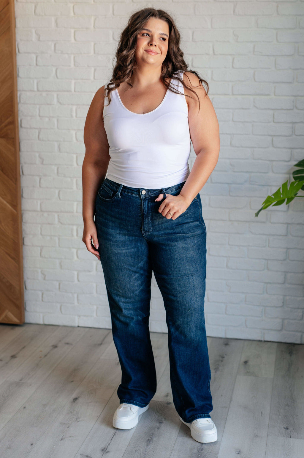 Muriel Mid Rise Control Top Classic Straight Jeans - SwagglyLife Home & Fashion