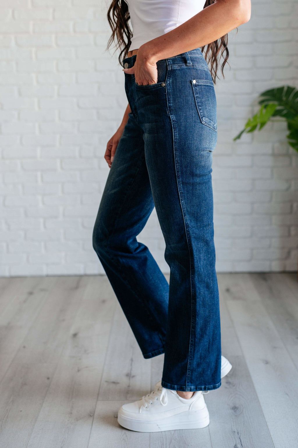 Muriel Mid Rise Control Top Classic Straight Jeans - SwagglyLife Home & Fashion