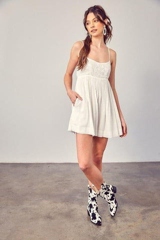 MUSTARD SEED Cotton Jacquard Contrast Detail Romper - SwagglyLife Home & Fashion