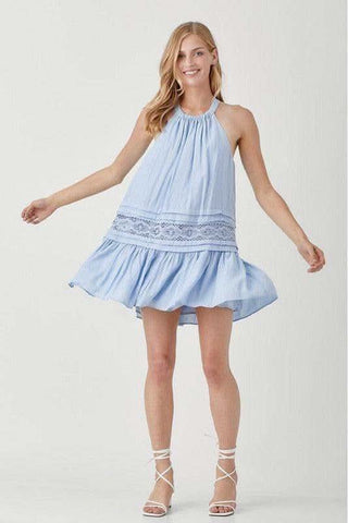 MUSTARD SEED Halter Neck Trim Lace with Folded Detail Dress - SwagglyLife Home & Fashion