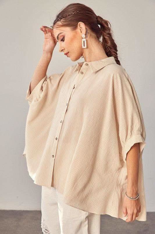 MUSTARD SEED Striped Button Up Shirt - SwagglyLife Home & Fashion
