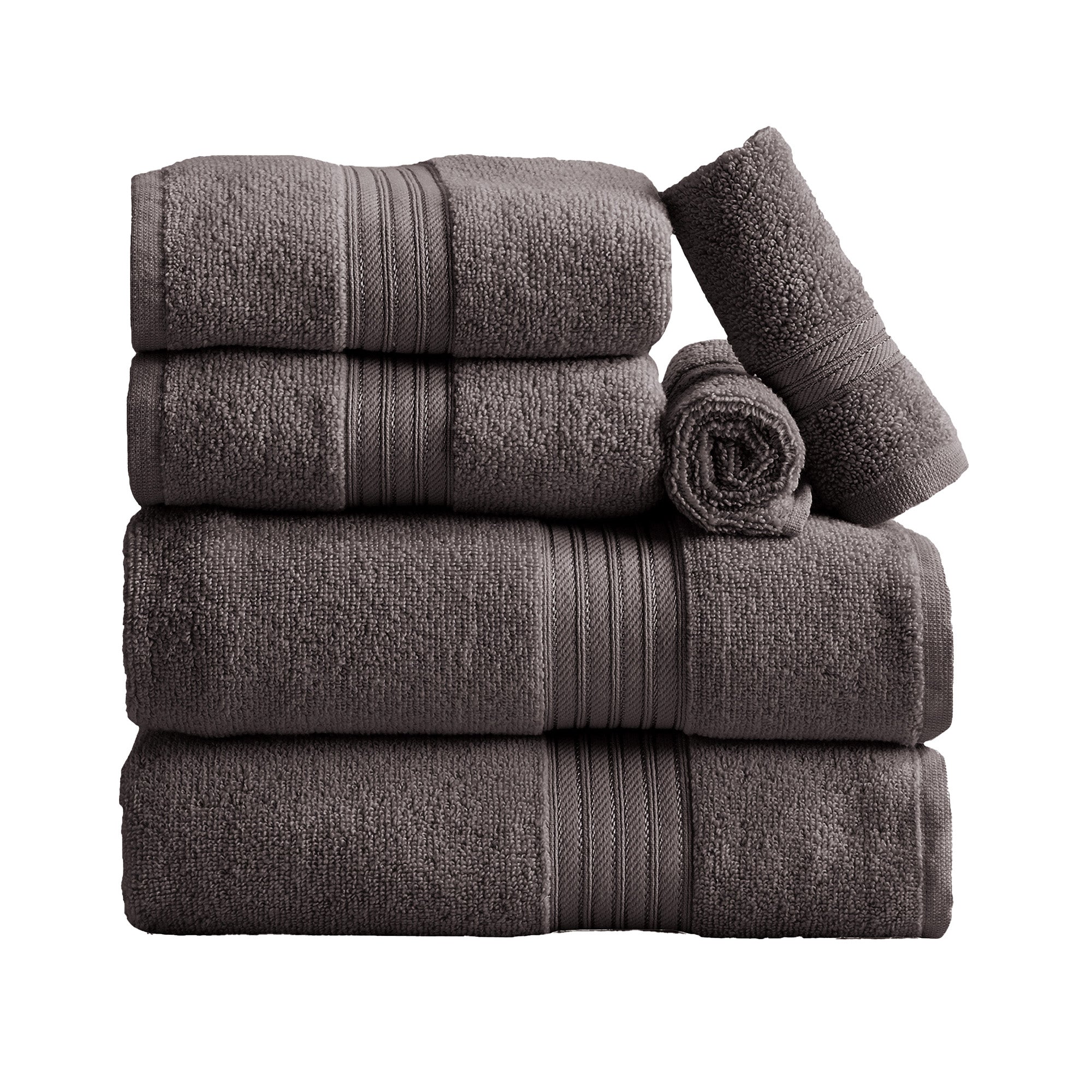 Cotton Terry Bath Towel Set - Cooper Collection in 6 Piece Set Dark Grey - photo