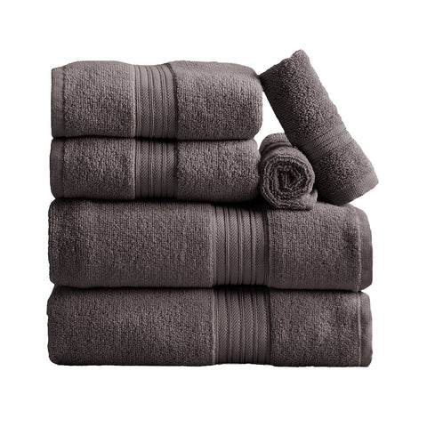 Cotton Terry Bath Towel Set - Cooper Collection in 6 Piece Set Dark Grey - photo