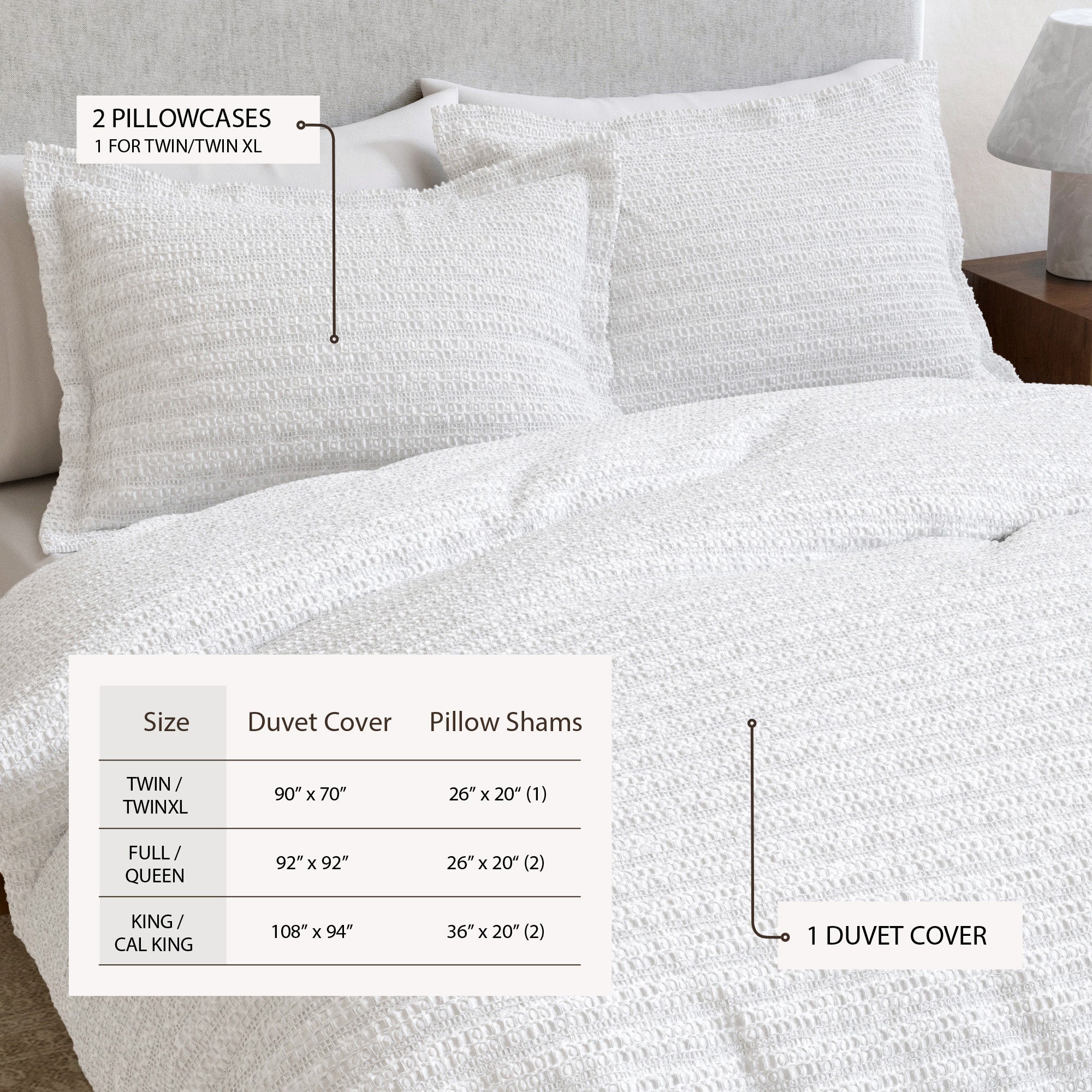 100% Cotton Honeycomb Waffle Duvet Set - Mattea Collection in - Duvet photo