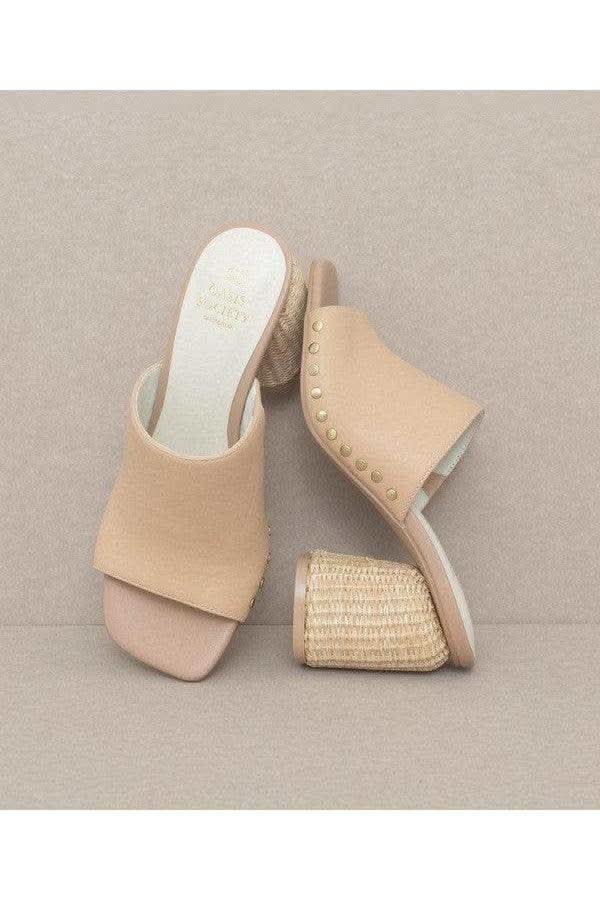 OASIS SOCIETY Serena - Studded Raffia Slide Heel - SwagglyLife Home & Fashion