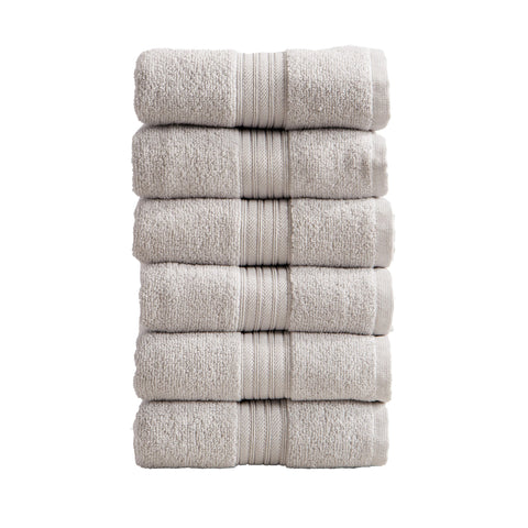 Cotton Terry Bath Towel Set - Cooper Collection in Hand Towel (Pack of 6) Light Grey - photo