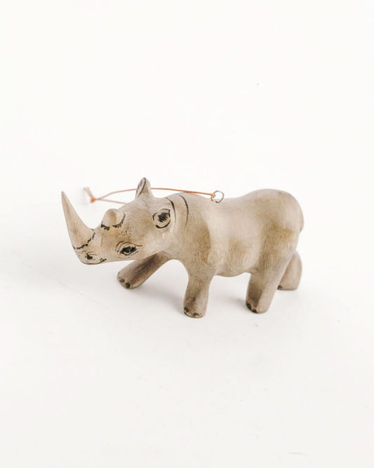 Hand-Carved Rhino Ornament in - Holiday Ornaments photo