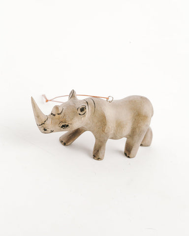 Hand-Carved Rhino Ornament