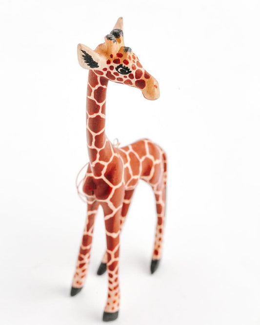 Hand-Carved Giraffe Ornament in - Holiday Ornaments photo