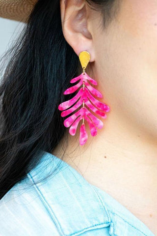 Palm Earrings - Hot Pink - SwagglyLife Home & Fashion