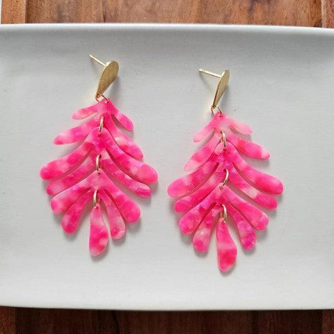 Palm Earrings - Hot Pink - SwagglyLife Home & Fashion