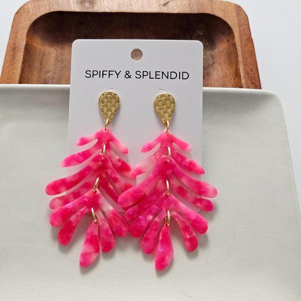 Palm Earrings - Hot Pink - SwagglyLife Home & Fashion