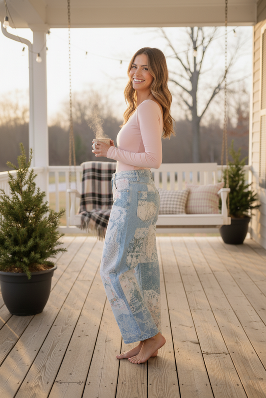 Emily Ann: Petticoat Patch Barrel Leg Jeans in - photo