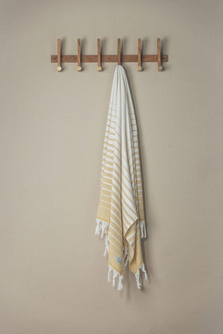 Paradise Stripe Turkish Towels – Vibrant Colors, Dual-Sided Design, Organic Turkish Cotton, 39”x70” in Gold - Beach Towel photo