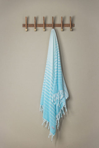 Paradise Stripe Turkish Towels – Vibrant Colors, Dual-Sided Design, Organic Turkish Cotton, 39”x70” in Sea Blue - Beach Towel photo