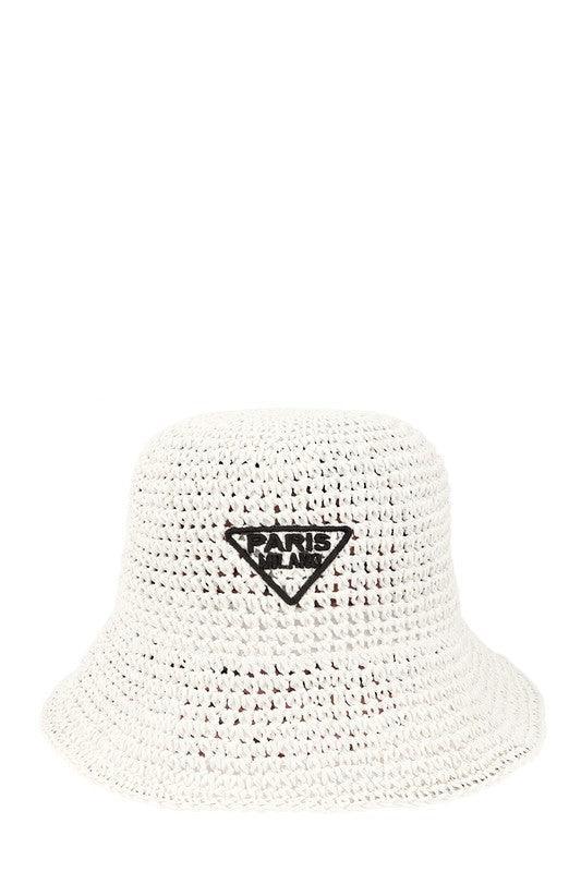 PARIS Embroidery Straw Bucket Hat - SwagglyLife Home & Fashion
