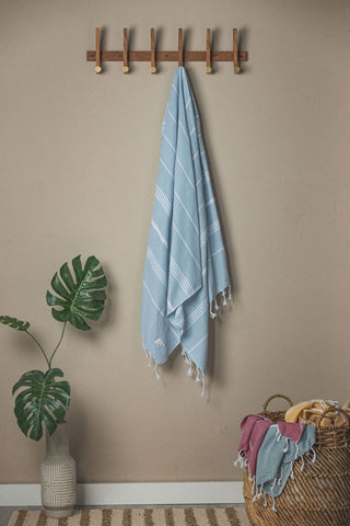 Perfect Classic Towel Collection – 40”x70” Lightweight Organic Turkish Cotton Towels in Light Blue - Beach Towel photo