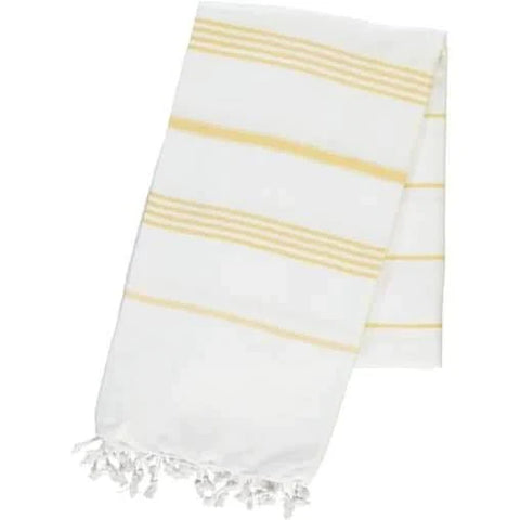 Perfect Classic Towel Collection – 40”x70” Lightweight Organic Turkish Cotton Towels in White with Yellow - Beach Towel photo