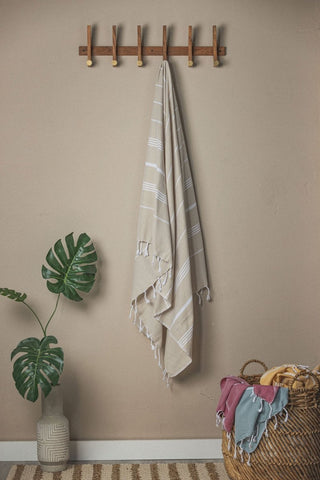 Perfect Classic Towel Collection – 40”x70” Lightweight Organic Turkish Cotton Towels in Beige - Beach Towel photo