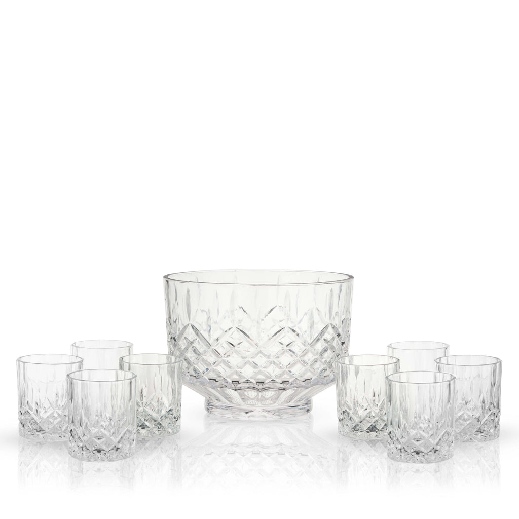 Viski Admiral Crystal Punch Bowl and Tumbler Set - SwagglyLife Home & Fashion