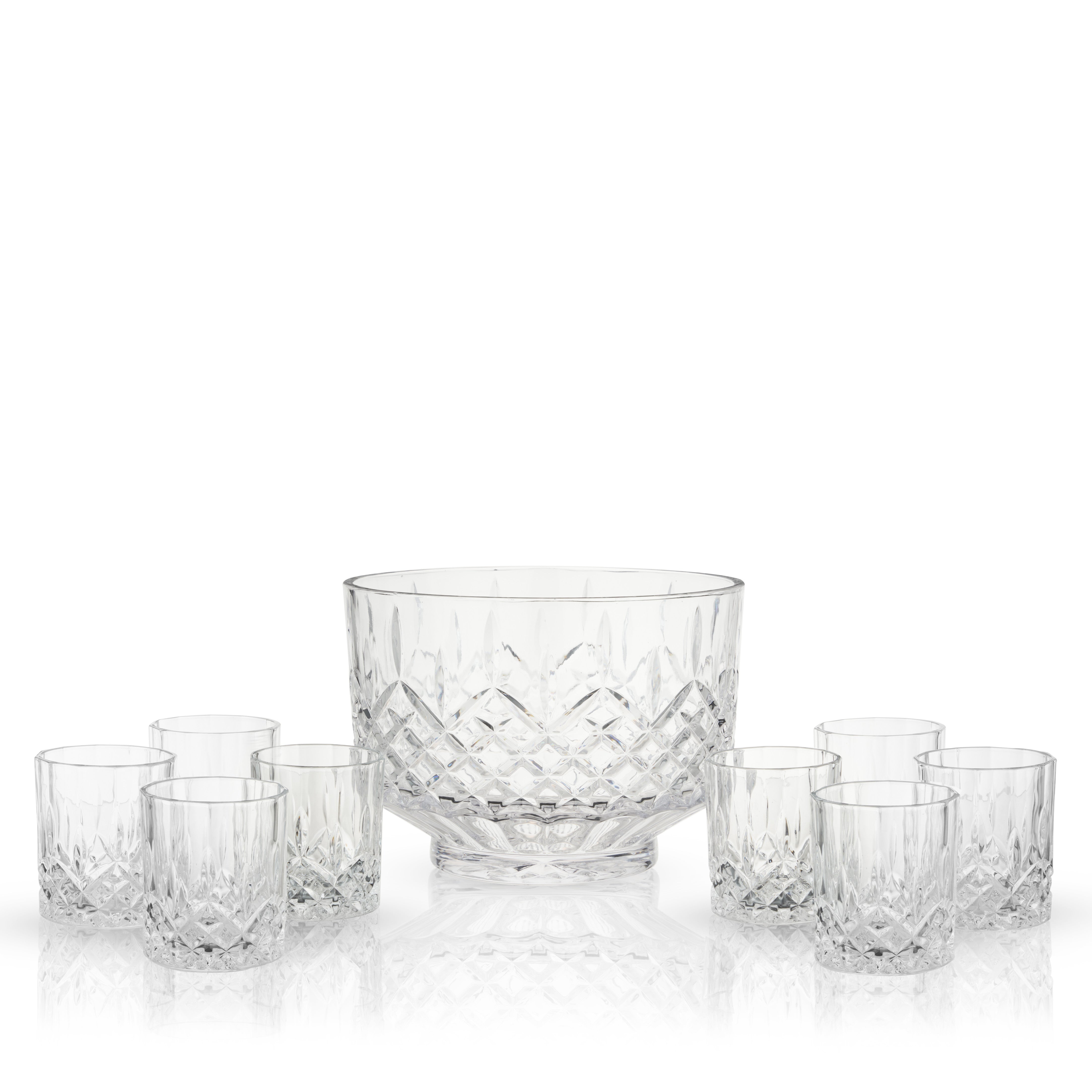 Admiral Crystal Punch Bowl and Tumbler Set in - product_type::pitchers_and_dispensers photo