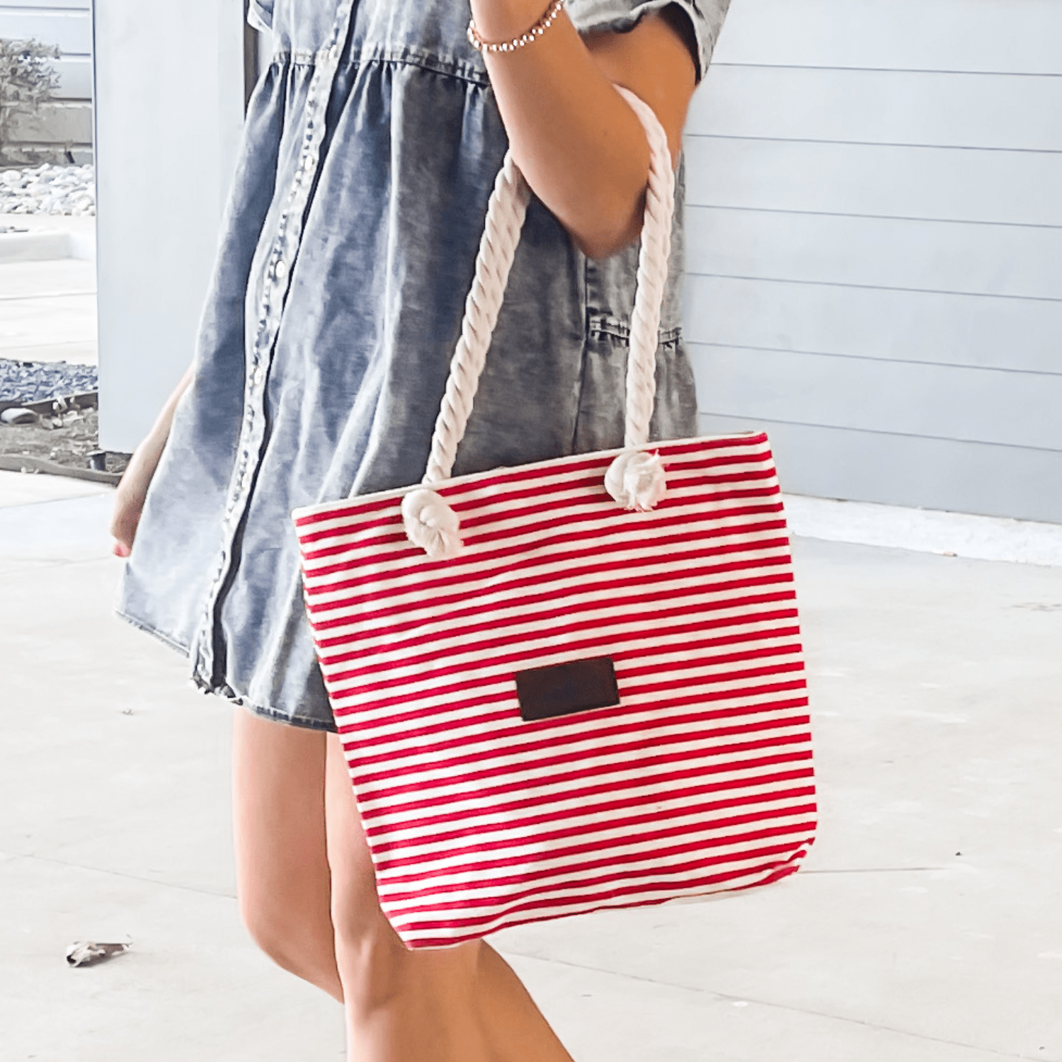 Striped Canvas Tote Bag in - Bags photo