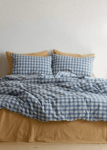 Ever Lasting Plaid Bedding Set / Blue + Mustard in - Bedding Set photo