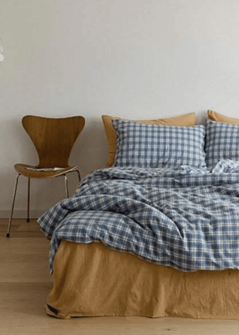 Ever Lasting Plaid Bedding Set / Blue + Mustard in - Bedding Set photo