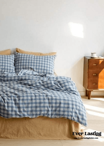 Ever Lasting Plaid Bedding Set / Blue + Mustard in - Bedding Set photo