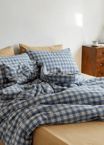Ever Lasting Plaid Bedding Set / Blue + Mustard in - Bedding Set photo