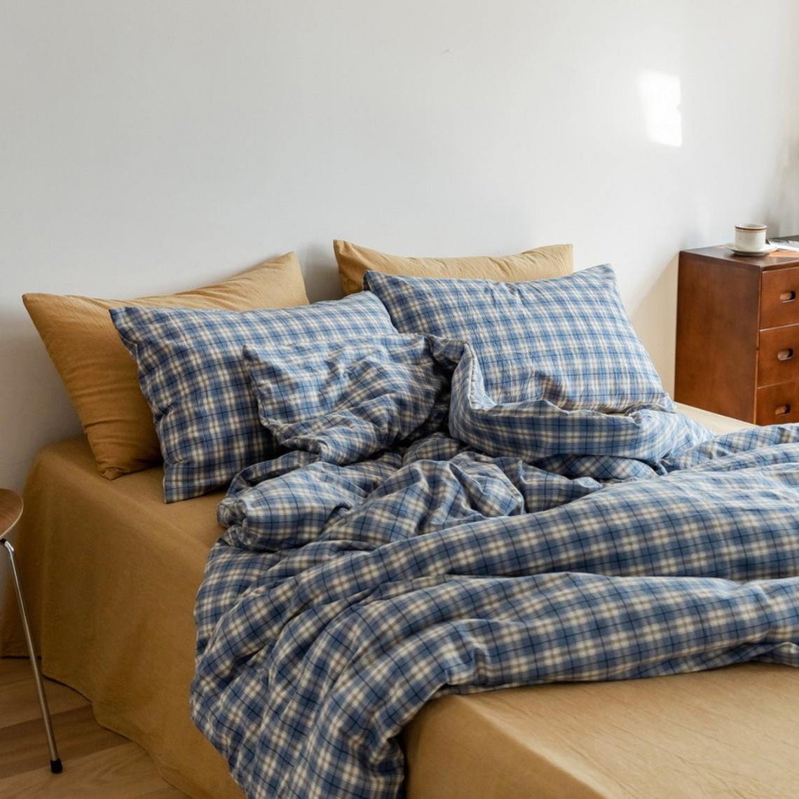 Ever Lasting Plaid Bedding Set / Blue + Mustard in Blue Mustard Flat - Bedding Set photo