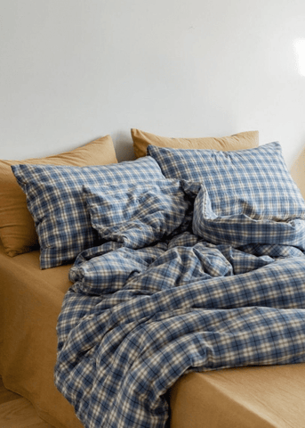 Ever Lasting Plaid Bedding Set / Blue + Mustard in - Bedding Set photo