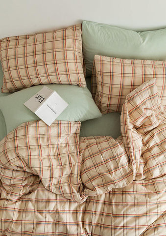 Ever Lasting Plaid Bedding Set / Blue + Mustard in - Bedding Set photo
