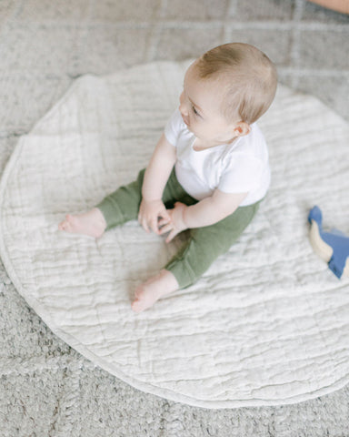 Stone Washed Linen Quilted Play Mat in - Baby & Toddler photo