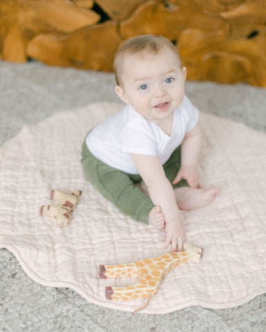 Stone Washed Linen Quilted Play Mat in Blush - Baby & Toddler photo