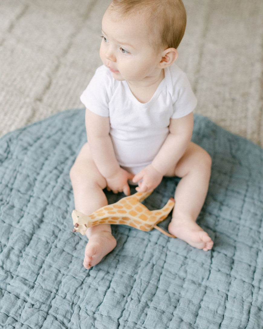 Stone Washed Linen Quilted Play Mat in - Baby & Toddler photo