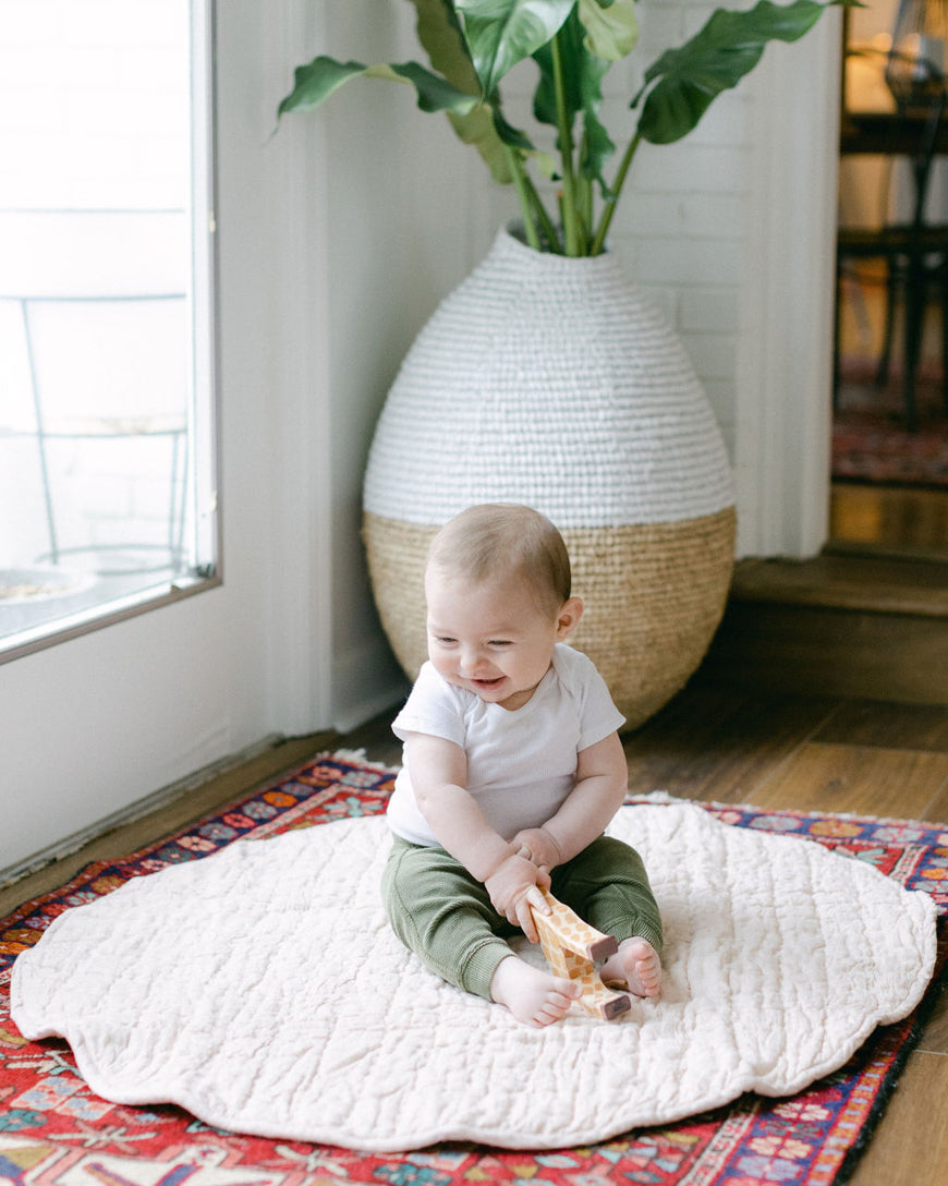 Stone Washed Linen Quilted Play Mat in - Baby & Toddler photo