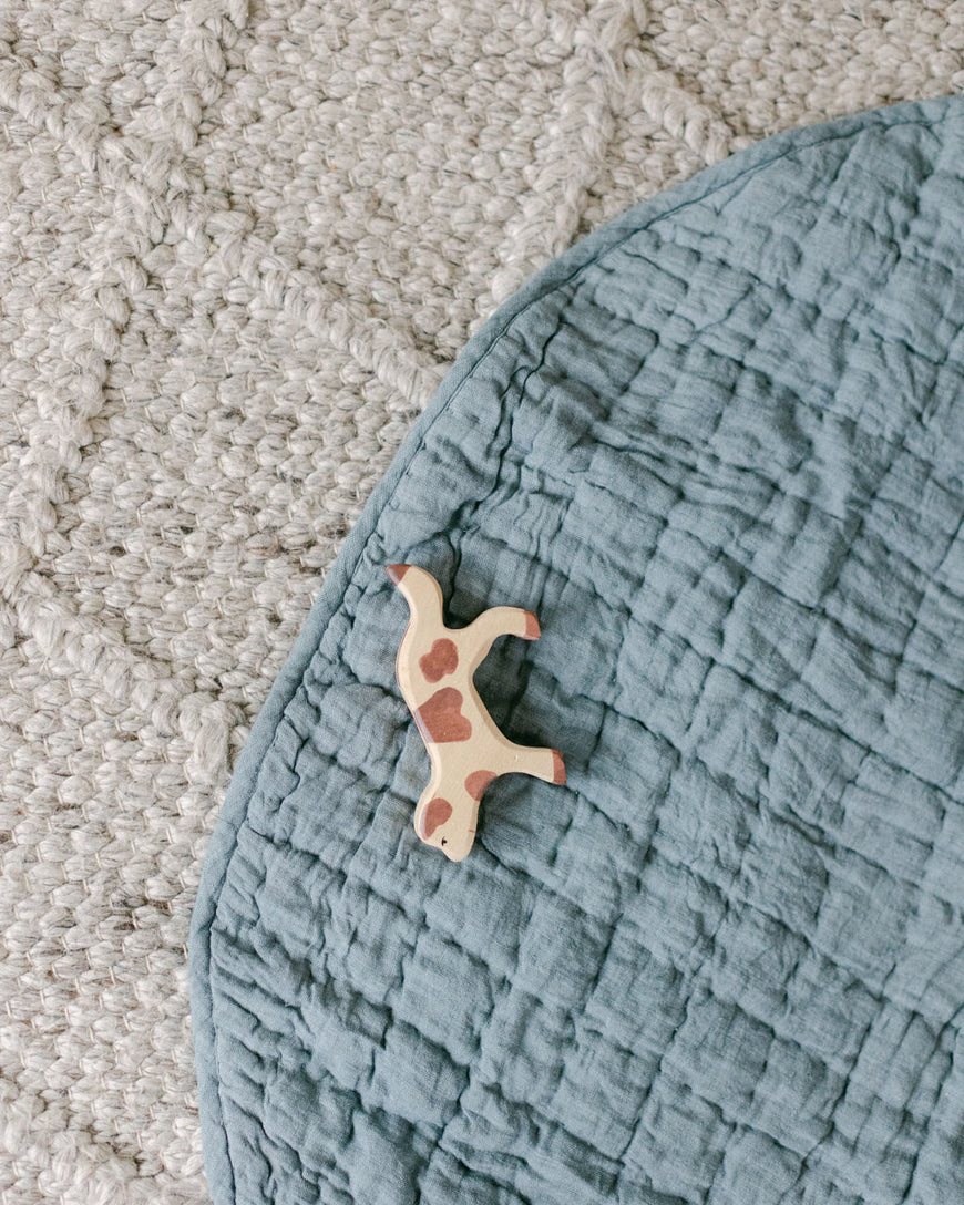 Stone Washed Linen Quilted Play Mat in Denim - Baby & Toddler photo