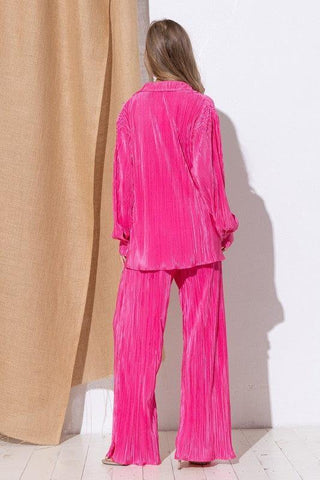 Pleated Blouse Pants Set - SwagglyLife Home & Fashion