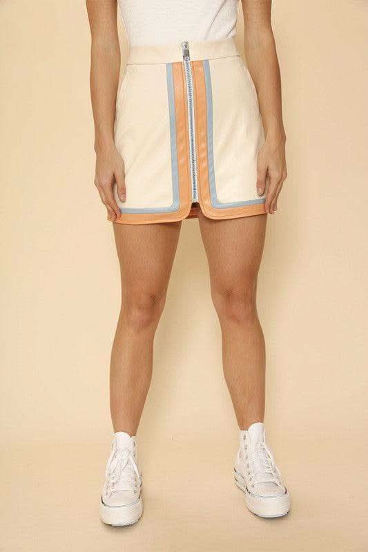 Pleather Retro Stripe Skirt - SwagglyLife Home & Fashion