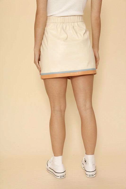 Pleather Retro Stripe Skirt - SwagglyLife Home & Fashion