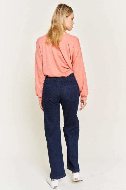 PLUS High Waisted Button Wide Leg Jeans - SwagglyLife Home & Fashion